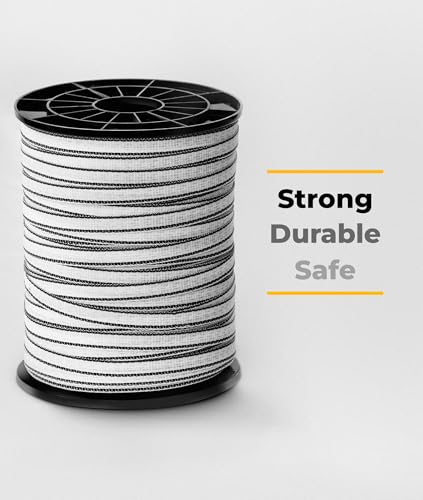 TRAE Electric Fence Polytape 656 Feet (200 Meters) | 5 Stainless Steel Strands for High Conductivity & Rust Resistance | 12mm UV-Resistant Electric Fence Tape for Horses, Livestock & Farm Use