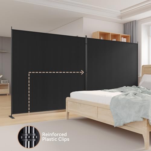 C-Hopetree 2 Panels Room Divider, 6 Ft Tall Indoor Folding Privacy Screen, Portable Partition Separator, Freestanding Separation Temporary Wall for Office, Bedroom, 142" W X 71" H, Black - size: 2-Panel