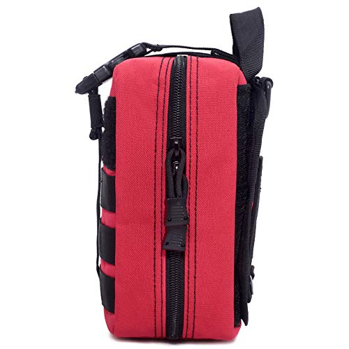 Molle Pouch, Sturdy 600D Nylon Tactical Medical Pouch,Rip-Away EMT First Aid Pouch (Bag Only) - color: red1