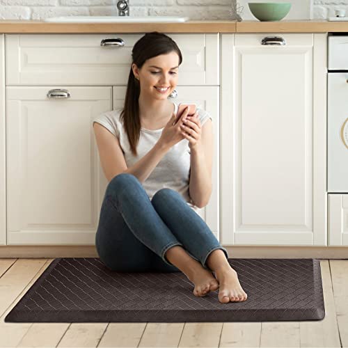 HappyTrends Kitchen Floor Mat - 4/5 Inch Thick Anti-Fatigue Kitchen Rug,Waterproof Non-Slip Kitchen Mats and Rugs Heavy Duty Ergonomic Comfort Rug for Kitchen,Office,Sink(17.3" x 39", Chocolate) | Waterproof Non-Slip Kitchen Mats and Rugs Heavy Duty Ergon