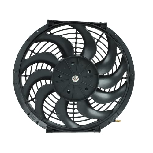 BLACKHORSE-RACING 12" Universal Electric Radiator Cooling Fans + Thermostat Relay & Mount Kit - size: 12 Inch