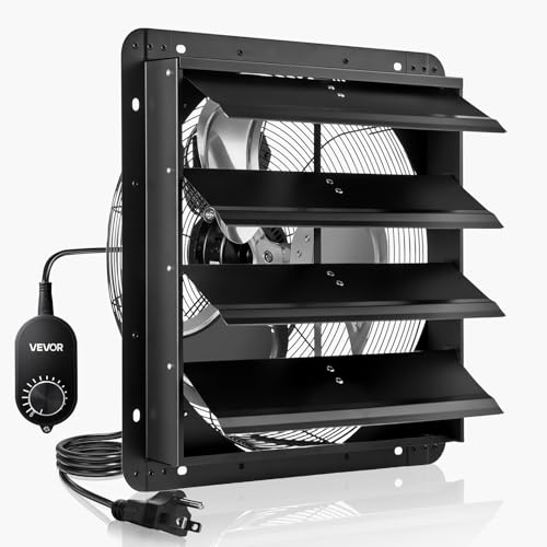 VEVOR 18 in Shutter Exhaust Fan Wall-Mount Automatic Louvers Variable Speed, Sturdy Steel Housing, Low Noise, AC Motor, 3051 CFM Ventilation and Cooling for Attic, Garage, Barn, Greenhouse, Workshop - size: 18 Inch Fan w/ Speed Controller