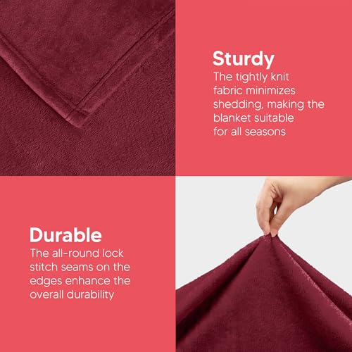 Utopia Bedding Soft Fleece Bed Blanket Throw Size Burgundy (50x60 Inch) | Microfiber Plush Warm Lightweight Breathable Cozy Blanket Anti-Static, All Season Use, Gift for Women and Men - color: Burgundy, size: Throw (50x60 Inch)