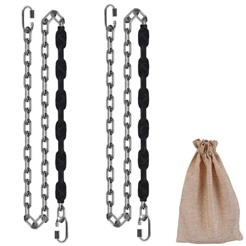 2 Stainless Steel Chains (84") Swing Chains, Heavy Duty Swing Hardware,4 Quick Connection Buckles, Indoor and Outdoor Playground Swings, hammocks, sandbags, 1000 lb Capacity Silver - color: Black, size: 84"