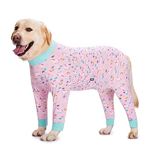 Dog Surgery Recovery Suit Female Male for Dogs After Surgery Medium Large Dogs Onesie Dog Pajamas Pjs Clothes (Pink Rainbow, 28 (Chest 26.77 in | Backlength 18.11)) - color: Pink Rainbow, size: 28 (Chest 26.77 in | Backlength 18.11)