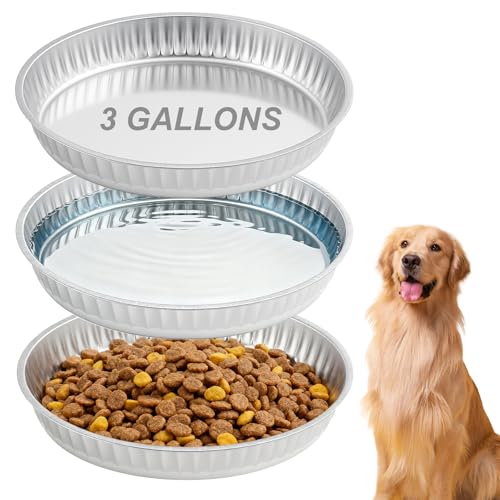 Zonon 3 Pack 3 Gallon Galvanized Steel Feeding Food Steel Pans 17.7 Inches Galvanized Oil Drain Pans Utility Bowl for Livestock Pet Dog Ducks Horses Feeder - size: 3 Gallon