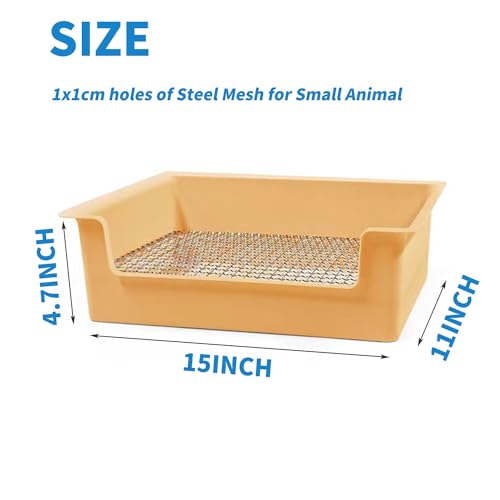 Litter Box Rabbit, Bunny Potty Pan, 1cm Steel Grate with Tray | 39 x 29 x 12 cm box with 1 cm steel mesh keeps paws above waste; removable tray lifts out for quick daily cleaning - color: White