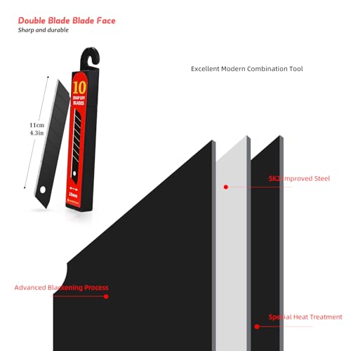 EHDIS Retractable Razor Blade Scraper Long Handle Heavy Duty Floor Scraper with Rotatable Head and 10pcs Replace Blades for Cleaning Glass, Tile, Floor, Wall,Door