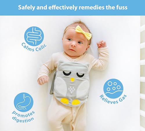 Baby Colic, Gas and Upset Stomach Relief, Baby Heated Tummy Wrap Newborns | Belly Hugger - Infant Swaddling Belly Belt, Heating Pad for Fussy Infants - color: Grey-white