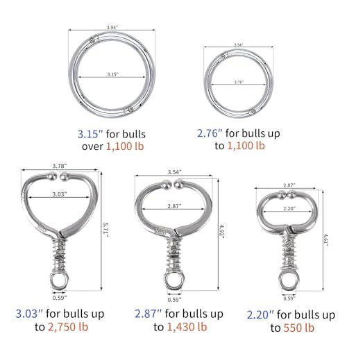 Longtor Bull Nose Ring, Carbon Steel, Rustproof, Secure Lock (3.03″) | Heavy duty for cattle/livestock. Easy insert & secure lock. Rustproof steel. Farmer/vet essential. - size: 3.03″