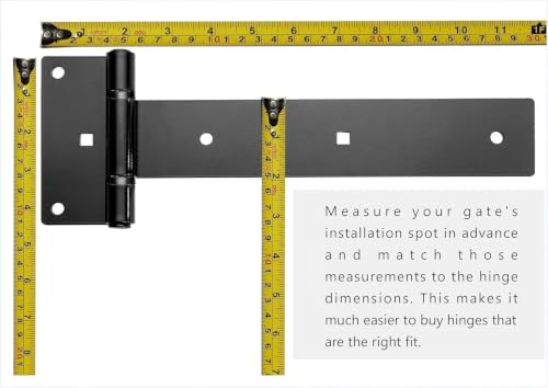 12 Inch Heavy Duty T Strap Hinges (2-Pcs), 4mm Thickened Solid Steel | Black Tee Hinges With Screws,180° Open,Rustproof for Outdoor Wooden Fence Gates, Shed,Barn Door & Farm Gate Hardware (Patent) - size: Middle