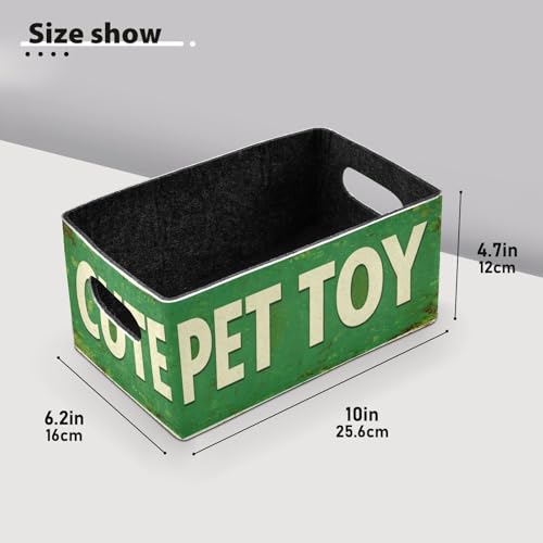 Storage Baskets Felt Foldable Storage Cube Shelf Bins Organizer Box for Kids Toys Office Bedroom Closet Babies Nursery 2-Pack (Cute Pet Toy Green) - color: Cute Pet Toy Green