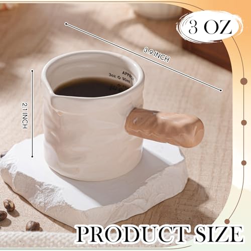 Maxdot Espresso Measuring Cups Ceramic 3 Oz/90ml with Heat Sturdy Handle Single Spouts Coffee Milk Measuring Cup with Scale Espresso Shot Pitcher V-shaped Mouth for Coffee Making Frothing Microwave