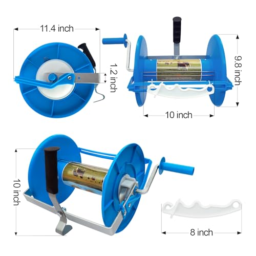 3:1 Geared Electric Fencing Reel, Integrated Wire Guide for Constant Tension & Auxiliary Unwinding Handle - Heavy Duty Farm Garden Livestock Fencing - size: 0ft x 1 Large Reel