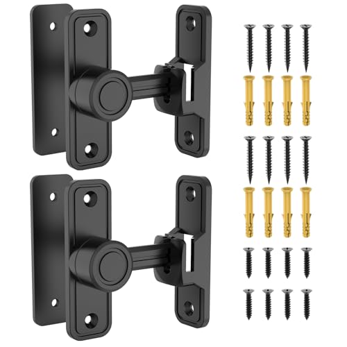 Sliding Barn Door Lock, 90 Degree Locks, 2 Pack-Black | Flip Gate Latches for Garden, Bathroom, Outdoor, Garage, Window, Barn Doors - color: 2 Pack-Black