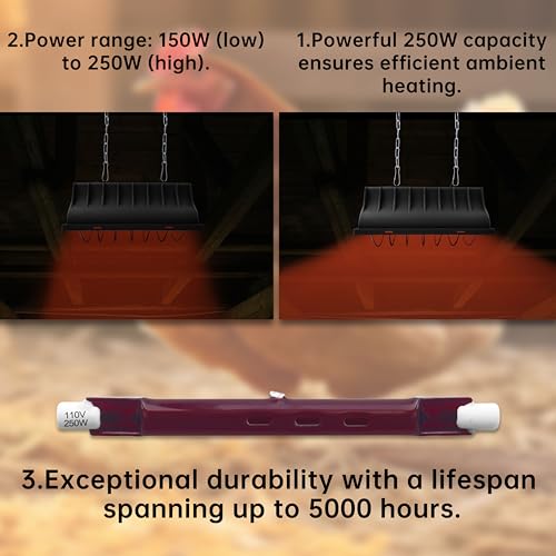250WBrooder Heater Replacement Bulb, 4000-5000 Hours Work, Brooder Heater for Chicks or Pets, Accessories