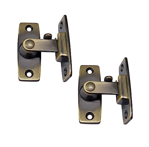 2.5" Heavy Forged Solid Brass Door Latch, 90 Degree Right Angle Door Latch Buckle for Doors & Windows, Antique Brass, 2 Pack, Made in Taiwan - color: Antique Brass, size: 2pack(90 Degree)