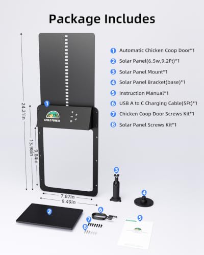 Smart WiFi Automatic Chicken Coop Door with App Controlled | Aluminum Alloy Automatic Chicken Door with Multiple Modes, Solar Chicken Coop Door with Timer & Light Sensor