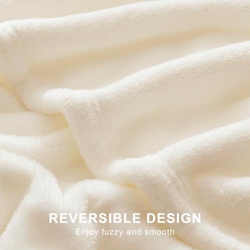 Hansleep Queen Beige Fleece Blanket, Soft Flannel Bed Blanket | Fuzzy Cozy Blanket 90x90 Inches, Multi-use for Bed, Sofa, Couch, Travel, Camping, All Season Warm Lightweight Cover - color: Beige, size: Queen (90x90 Inches)