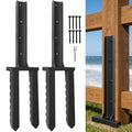 2Pcs Fence Post Repair Kit, Quick Fix Broken/Leaning Wood Post | Heavy Duty Steel Fence Post Anchor, Wavy Design Fence Post Repair Stakes