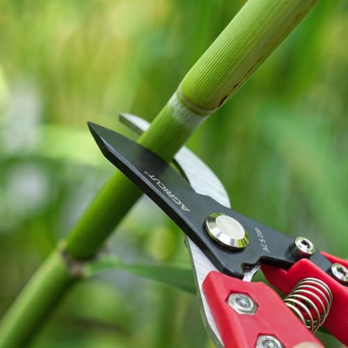 AGRICUT 7" Pruning Shears Heavy Duty Professional, Made of Japanese SK5 Steel Blades, 1 Cut Capacity, Bypass Hand Pruners Garden Clippers for Tree Flower Branch Trimming, S20P - style: Nylon Handle, High Carbon Steel PRO