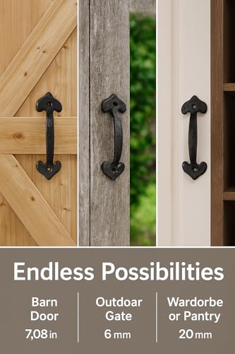 7 Inch Heart Barn Door Handle - Black Cast Iron Pull for Sliding Doors, Gates, Sheds, Fences, Closets - Indoor Outdoor Farmhouse Hardware - size: 7", style: Heart