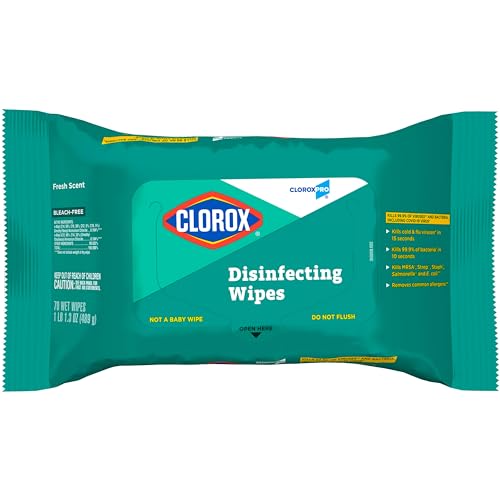 CLOROX CloroxPro Disinfecting Wipes, Bleach-Free, Fresh Scent, 70 Count (Package May Vary) Pack of 1