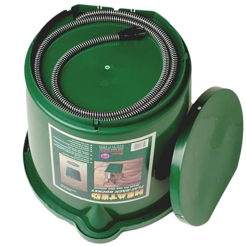 Farm Innovators 2 Pack Heated Water Bucket, 120W Heating Power - Flat Back 5 Gallon Plastic Bucket with Cord Storage for Livestock Watering & Feeding