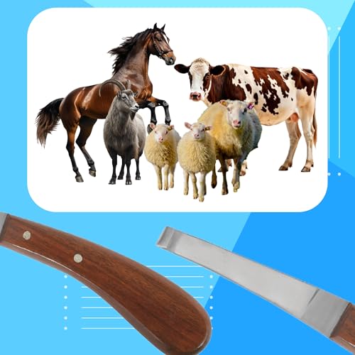 Hoof Knife with Comfortable Wooden Handle - Ergonomic Grip for Horse Farriers and Horse Hoof and Horseshoe Trimming - style: Polished Wooden Grip