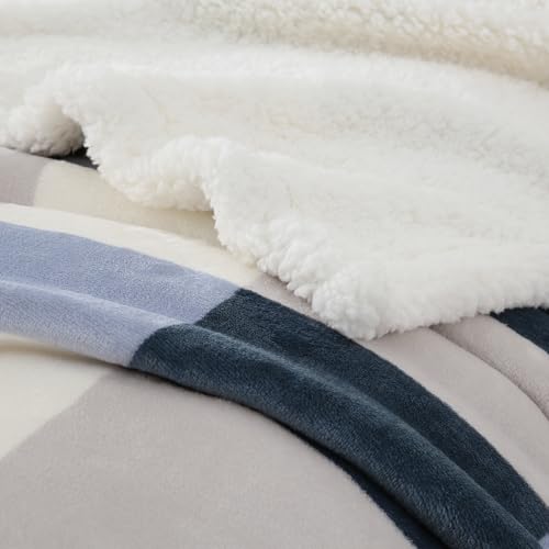 PU MEI Sherpa Throw Blanket Reversible Large Big King Size Flannel Blankets for Bed, 108"*90",Grey Blue - color: Grey-blue, size: 90"*108"