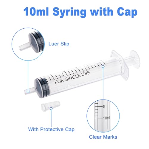 12Pack 10mL Syringes without Needle - Individually Wrapped, with Cap for Liquid, Measuring, Ink Refilling, Oil, Liquids Glue Applicator - style: 10ML