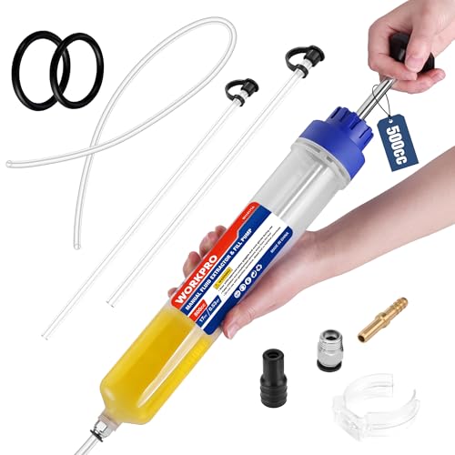 WORKPRO 500CC Manual Fluid Extractor | Multi-Purpose Oil Syringe, Oil Suction Pump, Manual Extraction and Filling Pump, Automotive Oil Syringe - size: 500cc