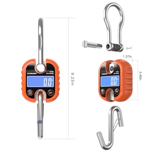 Hanging Scale Handheld 440lb/200kg Crane Scale Luggage Scale,with ABS Plastic case & Big LCD Display, Portable Digital Mini Crane Scale Fishing Scale,for Gym,Hunting,Travelling - color: Orange(440lb/200kg)