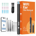 Xylla Ear Wax Removal Kit WiFi Ear Cleaner 1920P FHD Ear Camera,Ear wax remover with 8 PCS Ear Cleaning Kit,Ear Scope Otoscope with 6 LED Lights,Silicone Ear Wax Removal Tool for iOS & Android (Black) - color: Black