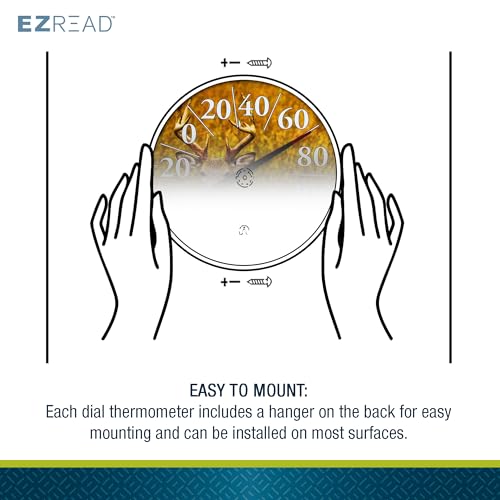 EZREAD Hanging Dial Thermometer 840-1225 Weather Thermometers for Indoor and Outdoor Use, Large 12.5 Inch Diameter, Easy to Read Numbers, Winter Cardinal - color: Winter Cardinal