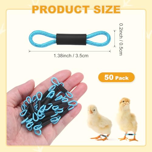 M METERXITY 50-Pack Adjustable Chick Leg Bands, 1.38" x 0.2" Polyester Chicken Leg Brace for Chicks/Ducks/Birds [Blue] Poultry Leg Bands - color: Blue