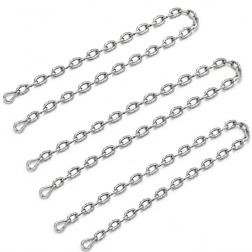 3 Pack 304 Stainless Steel Chains with 6 M4 Carabiners, 2mm x 2m (6.56ft) | Metal Chain Link Set, Small Chain for Hanging Bird Feeders, Planters, Camping, DIY, Anchor Chain, Silver - size: 2m-3pcs-2mm