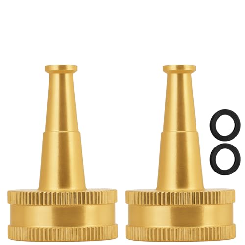 Brass High Pressure Water Hose Nozzle - 3/4 GHT Thread Jet Sweeper, Non-Adjustable Sprayer for Car Washing & Heavy Duty Cleaning - color: Nozzle_2PK
