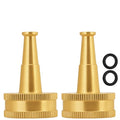 Brass High Pressure Water Hose Nozzle - 3/4 GHT Thread Jet Sweeper, Non-Adjustable Sprayer for Car Washing & Heavy Duty Cleaning - color: Nozzle_2PK
