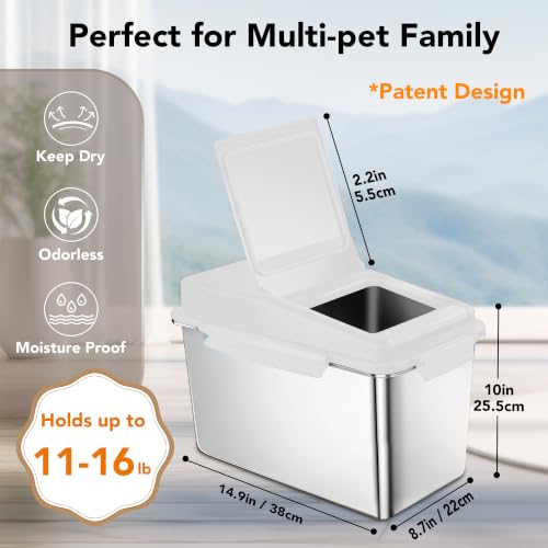Newget 11 lb Stainless Steel Dog Food Storage Container with Scoop, White | Keep Food Fresh, Sturdy, Airtight, Rust-Proof, Insect-Proof, Moisture-Proof, Easy to Use, Suitable for Store All Pet Food - color: B-White