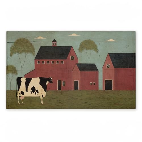 Stupell Industries Nellies Barn Cow, 30 x 18 | Outdoor Door Mat, Durable Non-Slip Woven Natural Texture, Recycled Rubber Backing | by Warren Kimble