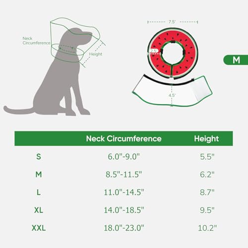 Supet Sponge Dog Cone Collar Stop Licking After Surgery, Dog Donut Collar | Adjustable Dog Recovery Collar Alternative, Detachable Shield, Soft, Comfy Cone, Neck Pillow for Medium Dogs - color: Watermelon, size: M(Neck 8.5"-11.5")