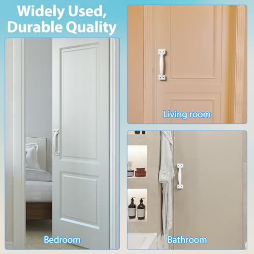 2Pcs V171 6-1/2" Gate Handle,5.5 Inch White Barn Door Handles Metal Gate Pull Screen Doors Handles Stainless Steel White Screen Door Handle with Screws - color: White