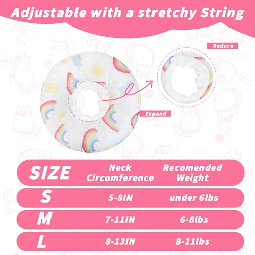 Soft Cat Cone Collar, Cute Cats Recovery Collar Suitable for Cats | Cat cone for Small, Medium, Large cat,Elizabethan Neck Collar for Cats After Surgery (Rainbow, Medium) - color: Rainbow, size: Medium