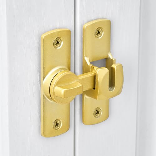 Gold Barn Door Latches,90/180 Degree Gate Lock_D | Aluminum Alloy Right Angle Door Lock Latch,Flip Gate Latches Hardware,Sliding Door Lock for Cabinets,Fence Gates,Pet Cage - color: Gold
