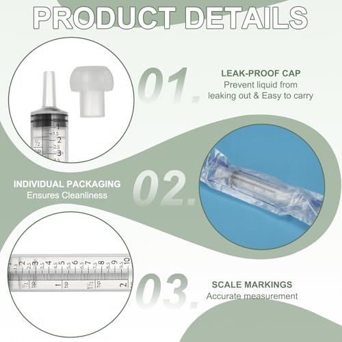 Feeding Syringes with Cap, Plastic Syringes for Liquid Pet Feeding Measuring Tool No Needle 10ml, (White, 4 Pcs), Intended for Dog / Cat / Rabbits / Small Animal / Scientific Lab - color: White