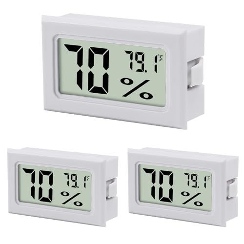 3Pcs Mini Digital Thermometer Hygrometer Electronic Temperature Humidity Gauge Meters Indoor LCD Display Fahrenheit for Greenhouse,Garden,Car Cellar and Office - color: White-3PCS
