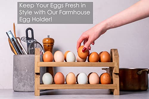 Farmhouse Stackable Wood Egg Holder - Fresh Egg Storage Rack (1)