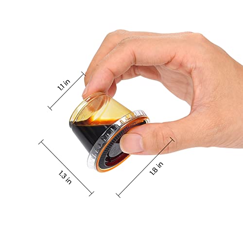 [1 OZ, 100 Sets] Clear Disposable Plastic Portion Cups With Leakproof Lids | Jello Shot, Condiment, Dipping Sauce, Souffle Cups | BPA Free | Recyclable - style: 1 OZ