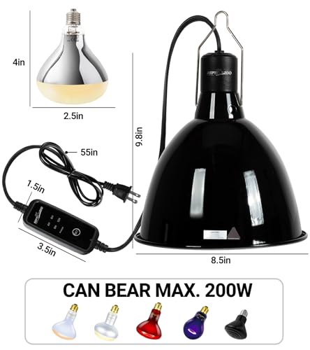 REPTI ZOO Lighting Combo Kit 160W Reptile Heat Lamp UVA UVB Bulbs for Reptiles and 8.5 Inch Reptile Light Fixture Dome Lamp Fixture Dome Light with Timer Tortoises/Snakes/Lizards/Bearded Dragons